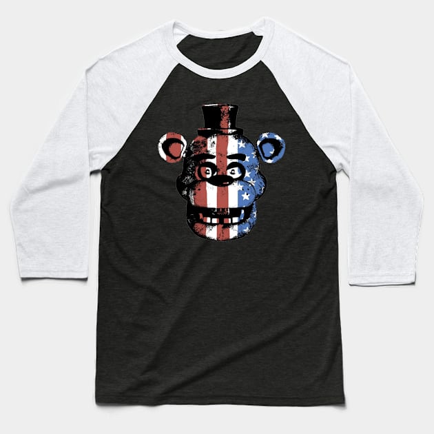 American Flag freddy fazbear Baseball T-Shirt by SkeletonDudes memeshirts